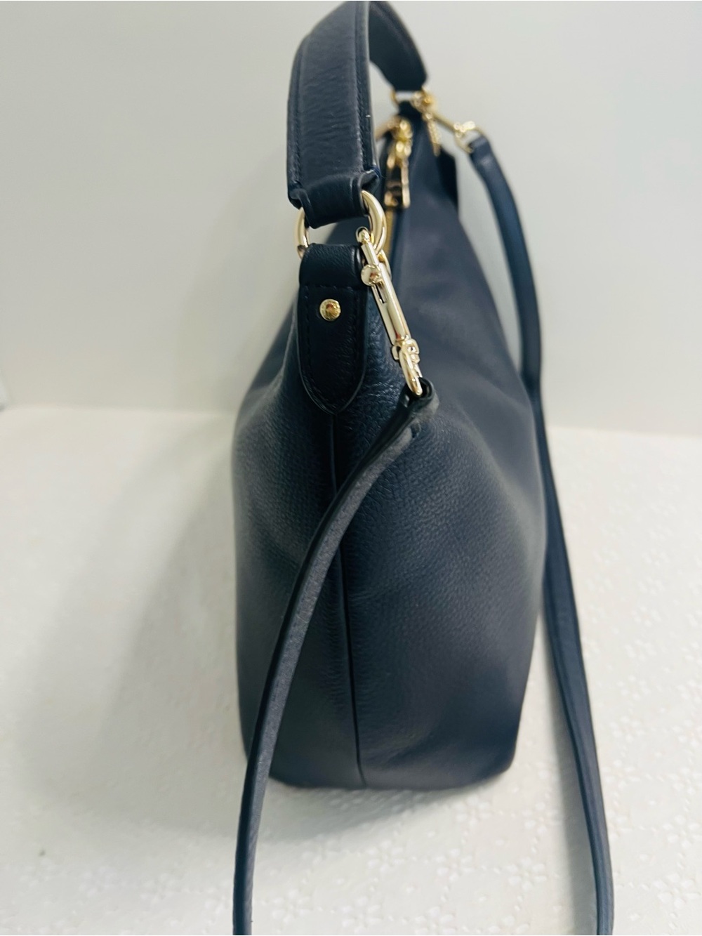 Coach F36628 East West Celeste NAVY BLUE Leather Convertible Crossbody Hobo Bag - Picture 7 of 15